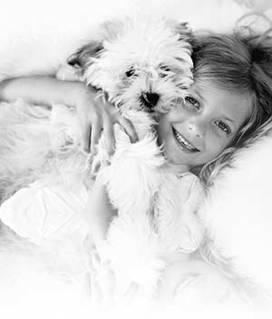 Little girl with dog